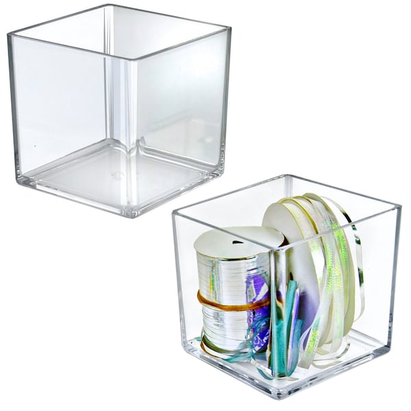 Azar Displays 6'' Deluxe Clear Acrylic Square Cube Bin for Counter, 2PK 556306-GS-2PK - main